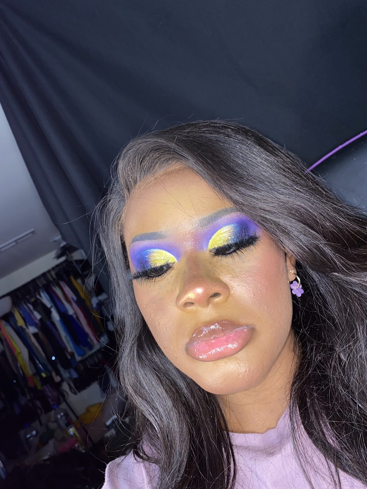 Purple and yellow duo-chrome eyeshadow